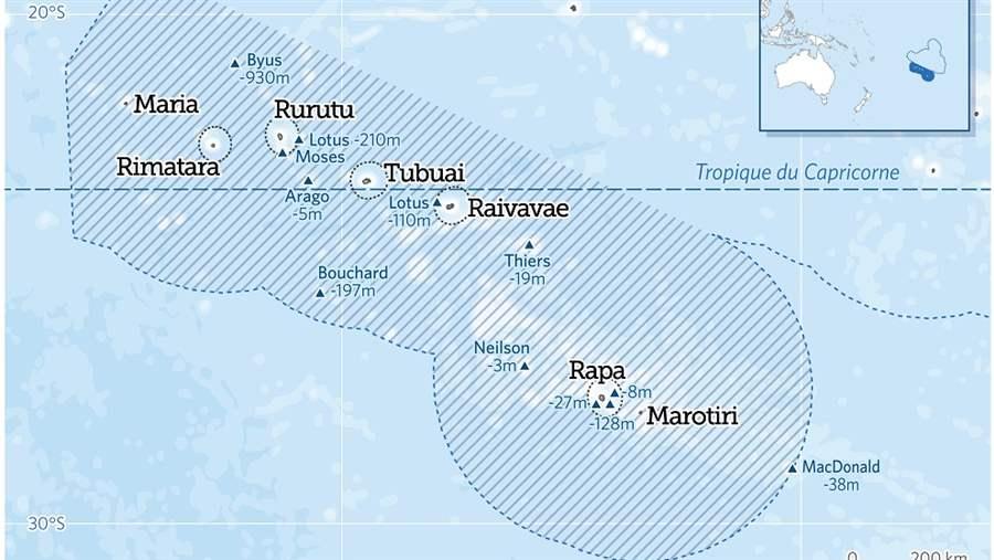 Zonage proposé pour la grande réserve marine des Australes – Rāhui Nui Nō Tuha’a Pae