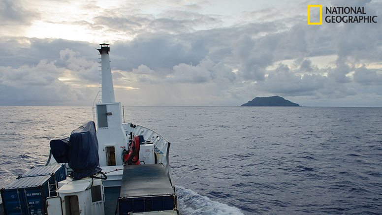 In the early hours of morning, Pitcairn Island came into view. As Enric Sala put it, "Surrounded by mist and rain, it resembled nothing more than a long-lost treasure island."