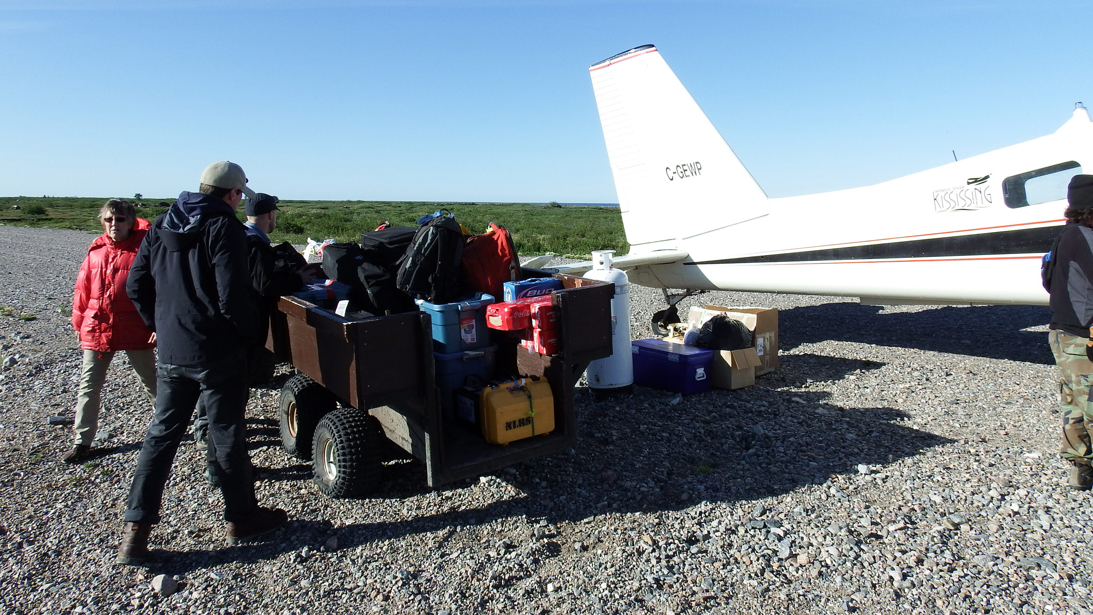 Loading up the field gear in Churchill, Manitoba