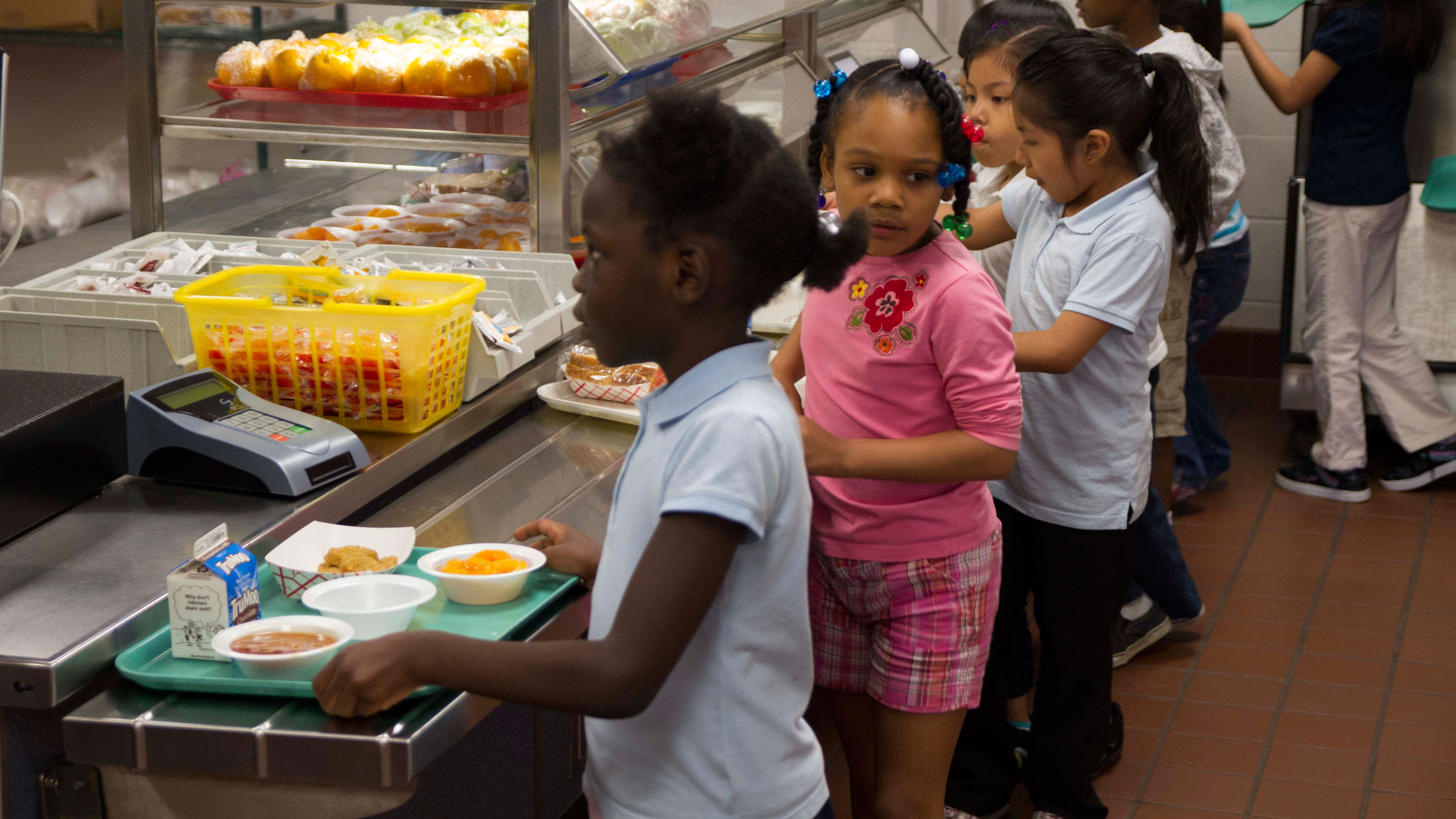 Public school children in a lunch line.