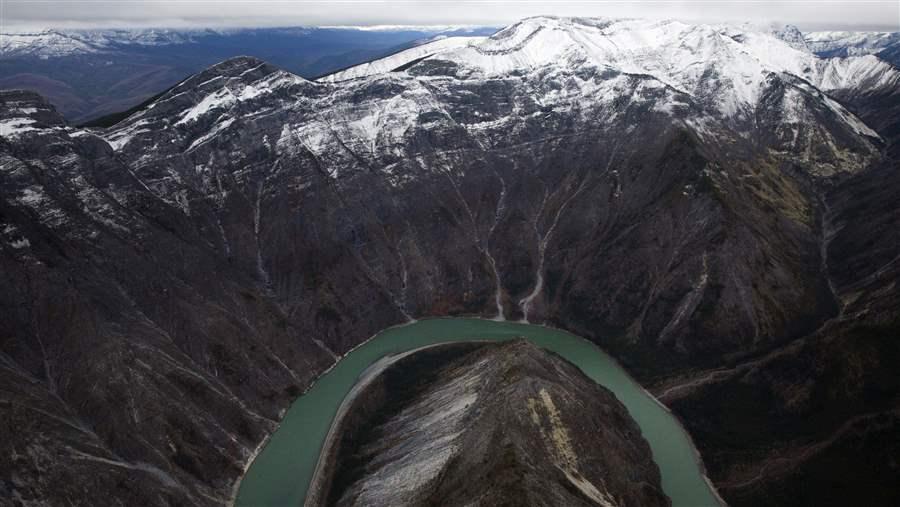 Undammed river in the Mackenzie Mountains