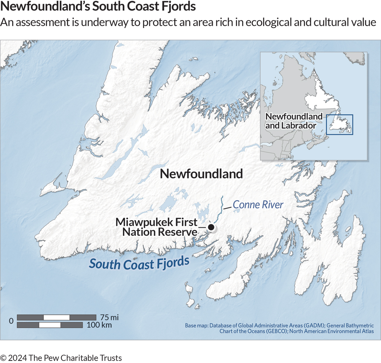  A map of Newfoundland's South Coast Fjords 
