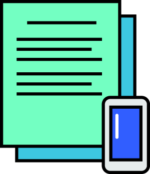 An illustration of documents and a mobile device