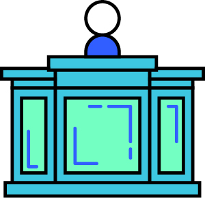 An illustration of a person at a court bench