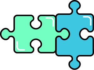 Two puzzle pieces interconnected