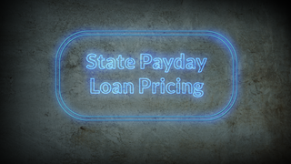 A blue neon sign saying State Payday Loan Pricing