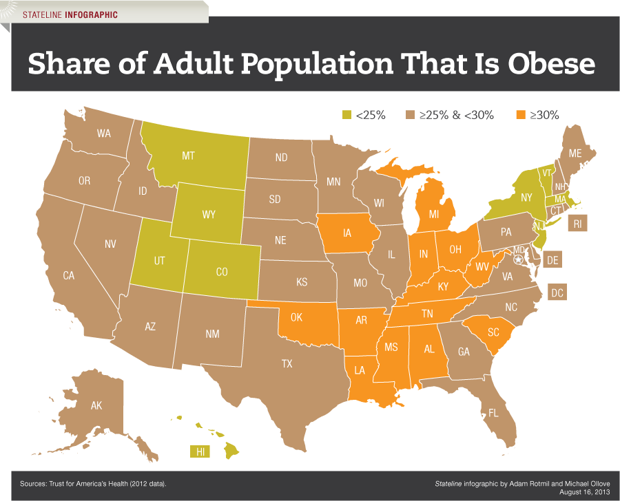 Share of Adult Population That Is Obese - Map