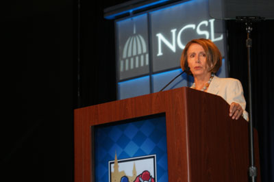 U.S. House Speaker Nancy Pelosi speaks at NCSL's opening session 