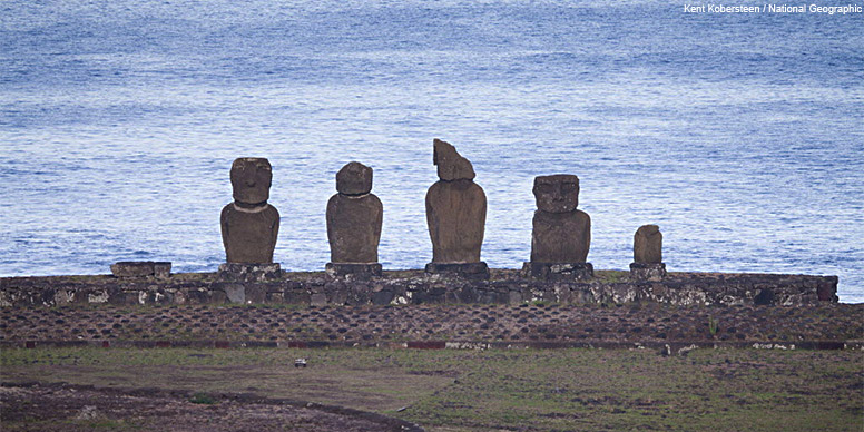 Maoi statues and at Tahai, Easter Island.
