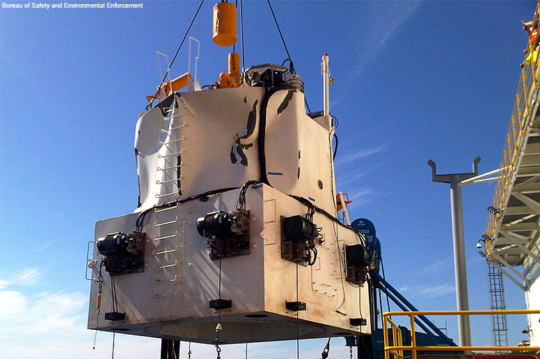 The containment dome on the barge Arctic Challenger