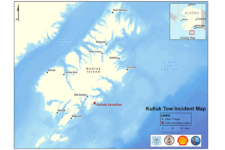 Kulluk Tow Incident Map