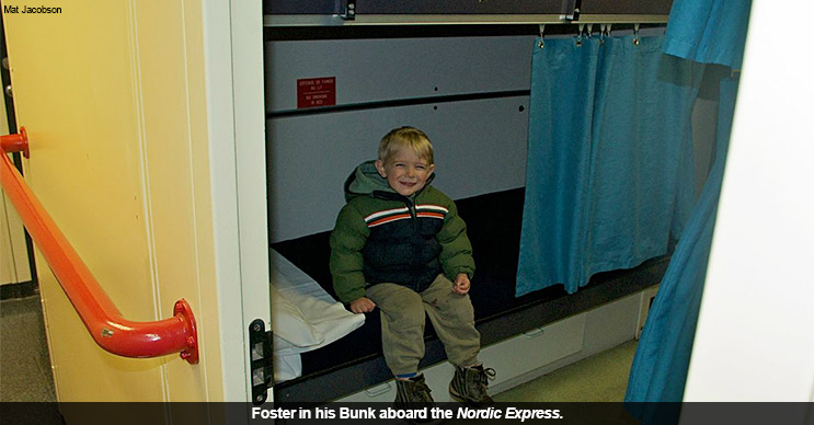 Foster in his Bunk aboard the Nordic Express.