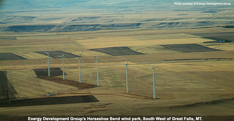 Exergy Development Group's Horsehoe Bend wind park, South West of Greast Falls, MT.