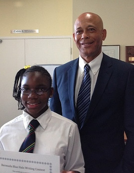 Gabrielle Reid with Environment Minister the Hon. Sylvan Richards J.P. M.P.