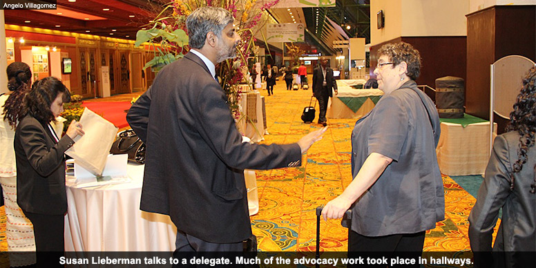 Sue Lieberman with a delegate