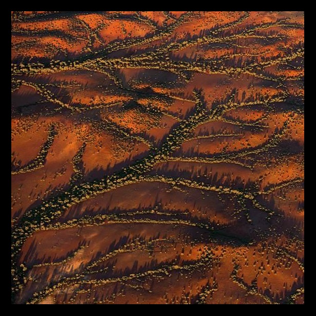 The Australian Outback comprises a rich tapestry of deeply interconnected landscapes that cover more than 70% of the continent. Ochre-coloured soils are a recurring feature across this vast landscape, as shown in this aerial view of a gully system in Western Australia’s Pilbara region.
