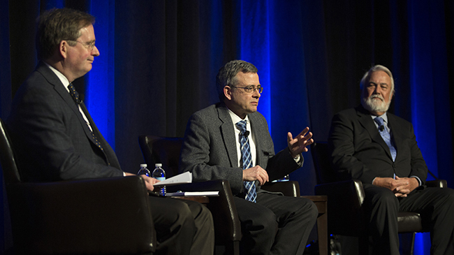 John Rhodes with the New York State Energy Research and Development Authority, Steve Corneli of NRG Energy and Lauren “Bubba” McDonald Jr. of the Georgia Public Service Commission 