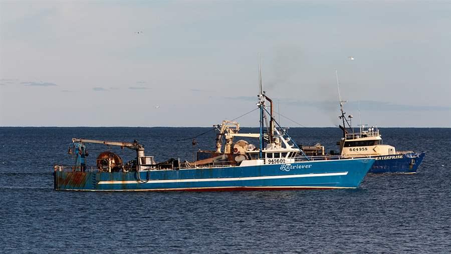 Mid-water trawl vessels are some of the largest fishing boats on the East Coast. These boats were fishing close to shore in Rhode Island state waters.