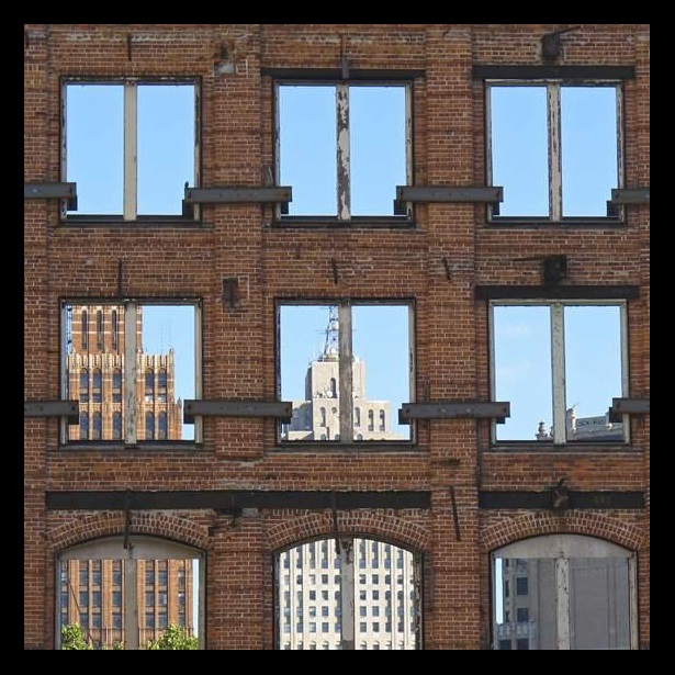 Reflection of skyscrapers on windows