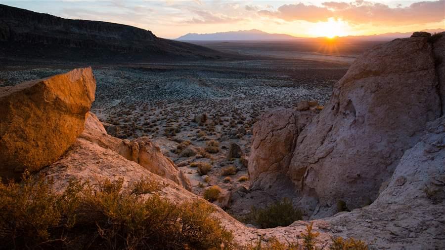 Sunset on Nevada’s Golden Gate Range, in the Basin and Range National Monument