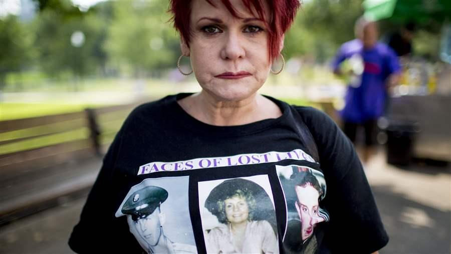 Woman at a Boston anti-drug rally