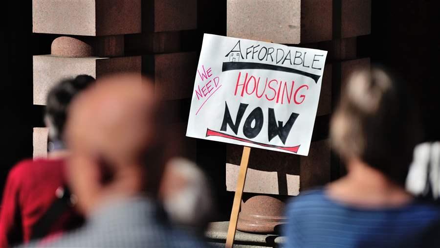A group rallies for affordable housing