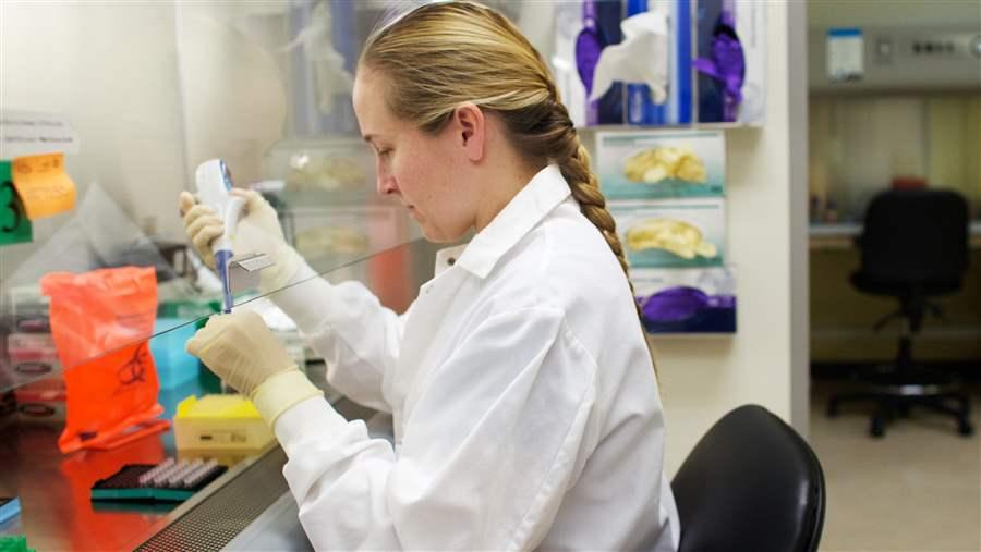 A forensic scientist tests samples