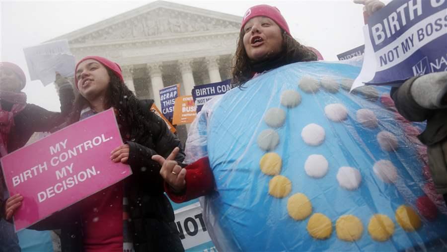 Demonstrators supporting access to birth control