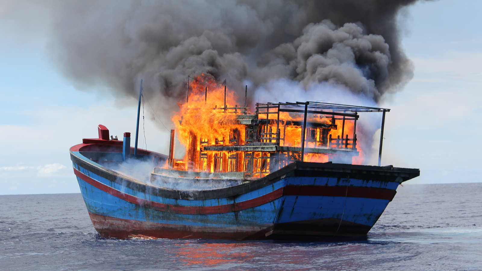 Burning boat