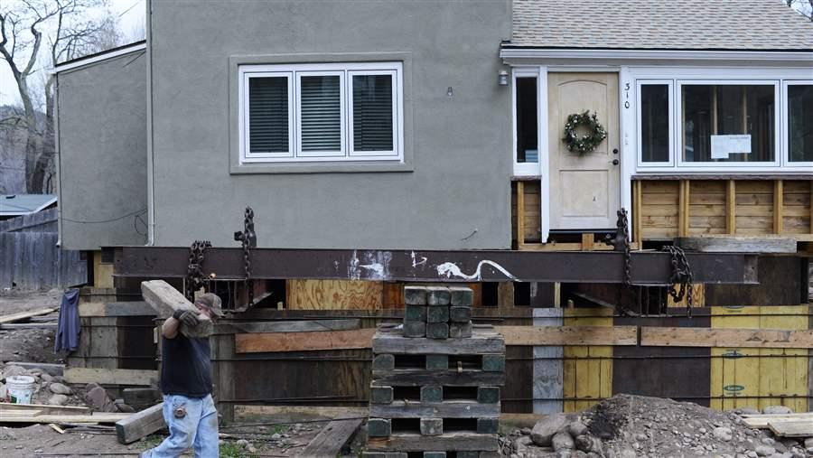 Many new or rebuilt homes in flood plains have raised foundations