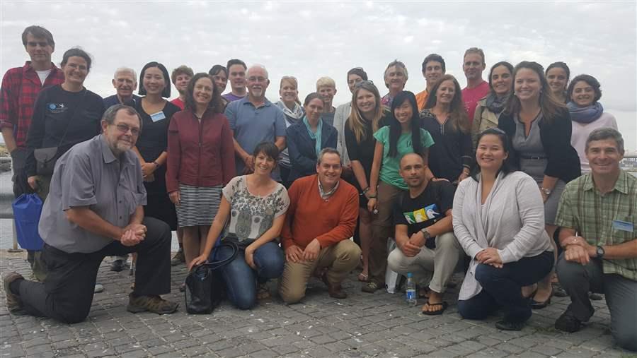 Group photo of participants in workshops studying effect fisheries have on seabirds