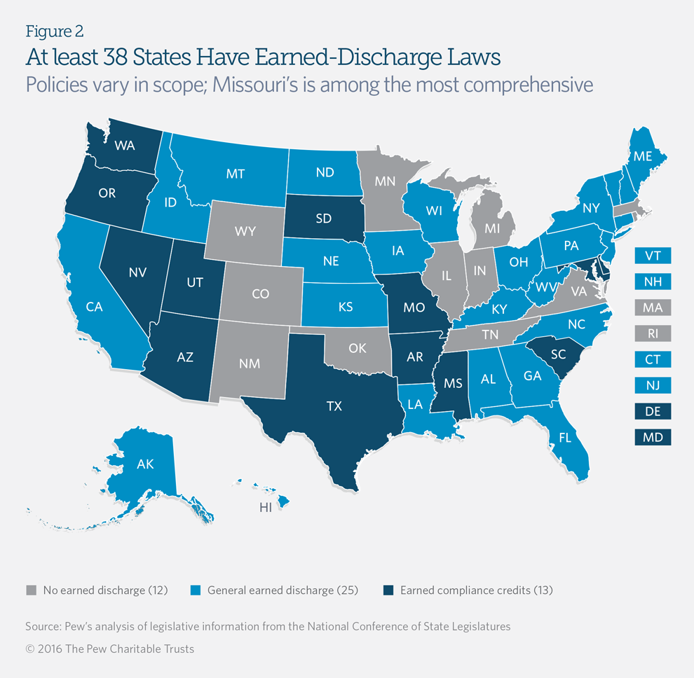 At least 38 states have earned-discharge laws