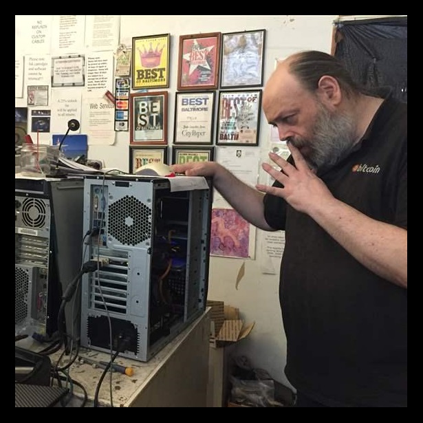 John Reynolds, a technician at the Little Shop of Hardware, in Baltimore, explains the challenges of fixing computers without being able to order parts directly from the manufacturer. 