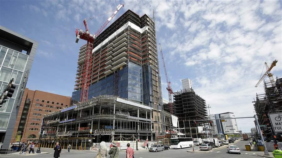 A high-rise under construction in Boston