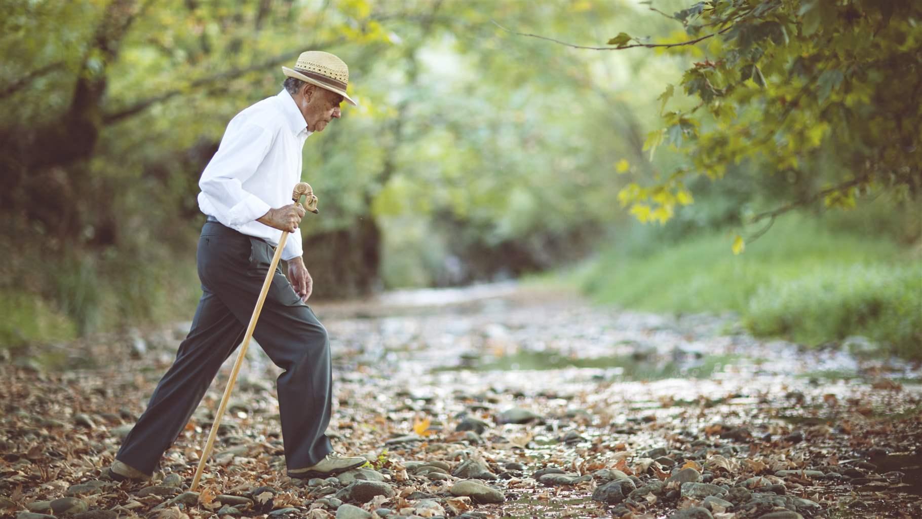 Elderly man walking