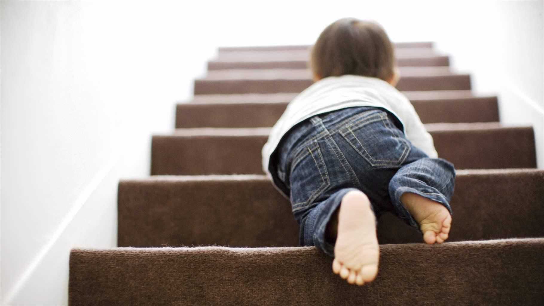 Baby on stairs