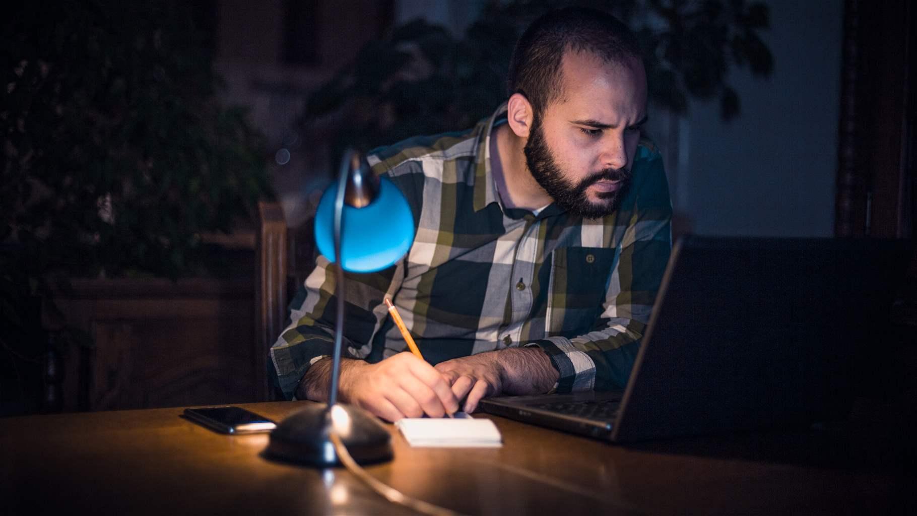 man at desk