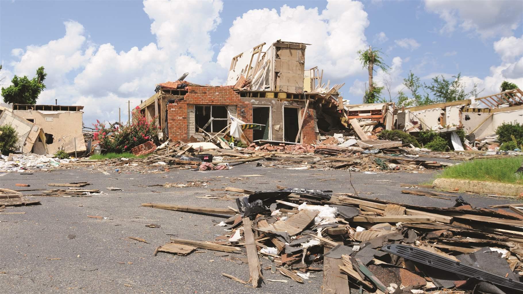 Building damage from tornado