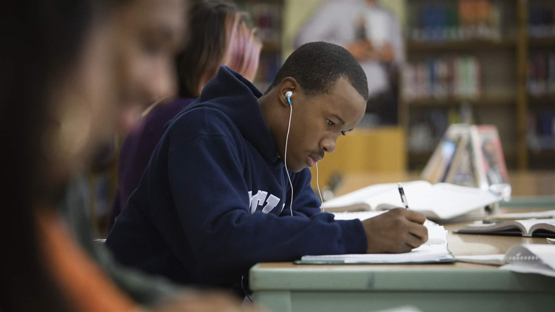 Students working