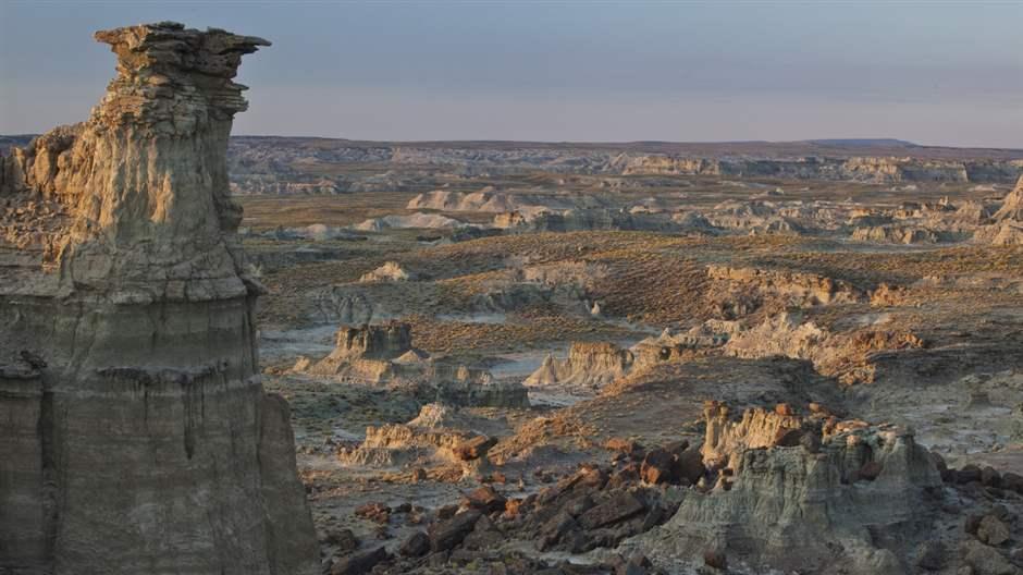 Adobe Town's badlands, buttes, and spires were created by thousands of years of erosion