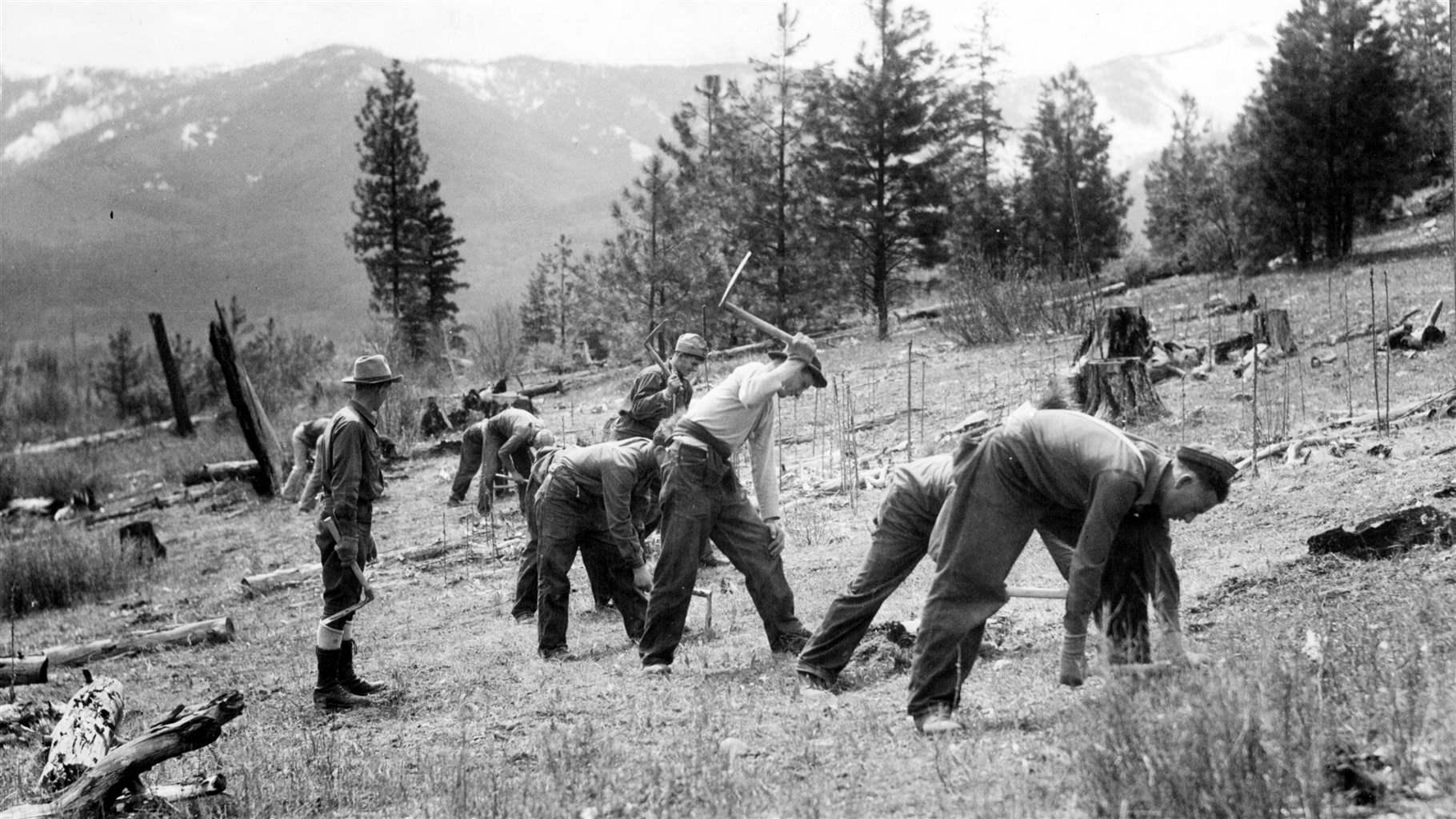 Members of the Civilian Conservation Corps, circa 1938