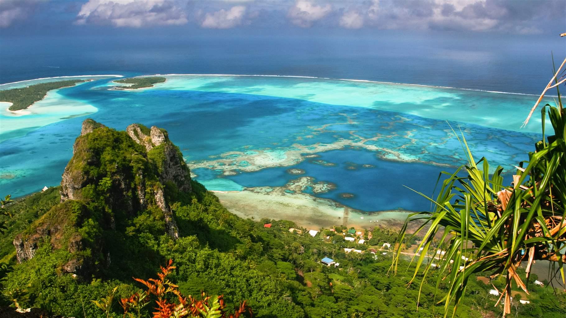Images from waters in French Polynesia. Scenic view of coral reef, Maupiti, French Polynesia