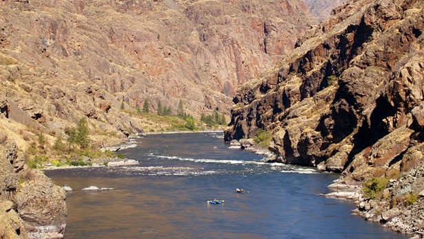 Boaters make their way through Hell’s Canyon on the Snake River, one of the longest rivers in the West.