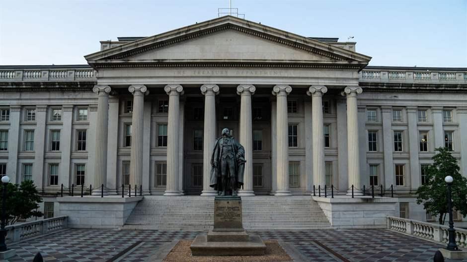 The U.S. Treasury Building, photographed on Friday, July 16, 2021 in Washington, DC.