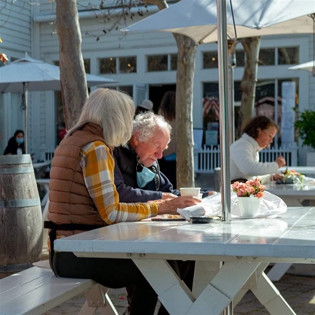 Couple at restaurant patio Couple at restaurant patio
