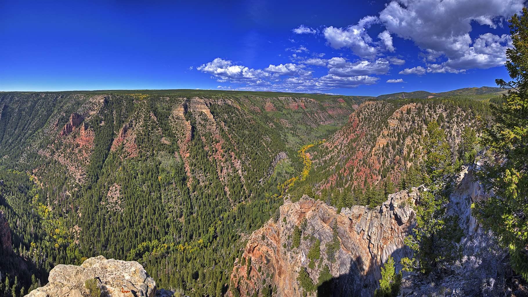 An aerial view of the Ashley Gorge, one of the many geologic features of the Ashley National Forest. 
