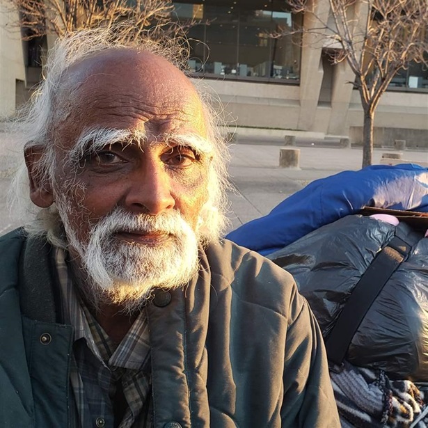 Raharish Velu, 70, has lived on the streets of Dallas for more than 20 years