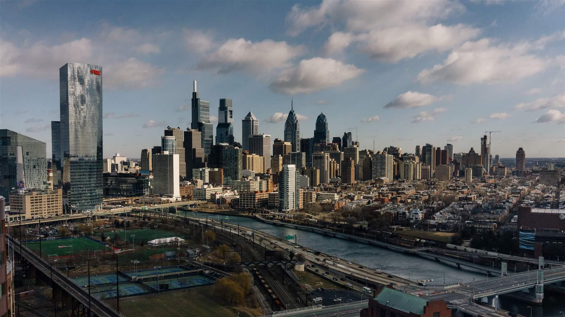 A view of Philadelphia, Pa., west of the Schuylkill River on January 29, 2021