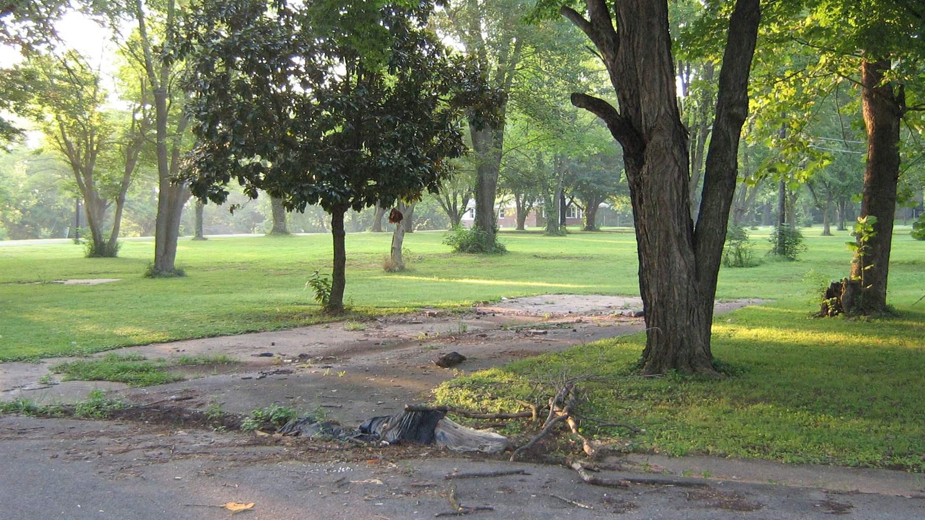  An open 10-acre lot on Mohawk trail stands vacant on Saturday, July 29, 2006, where many of the 50 homes were torn down as part of a flood buyout program in Cherokee Park in Hopkinsville, Ky.