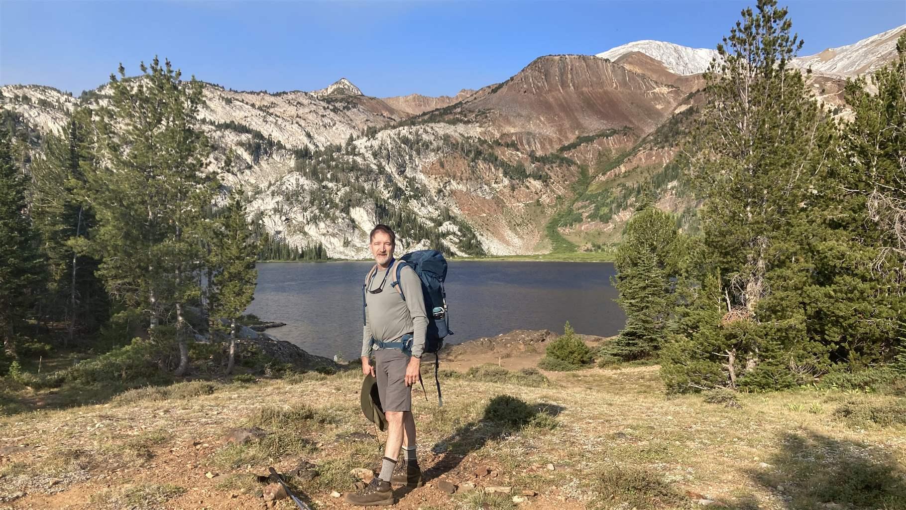 Deputy Assistant Secretary of Defense for Environment and Energy Resilience Richard Kidd takes a break during a backpacking trip at Ice Lake in the Eagle Cap Wilderness, Oregon.